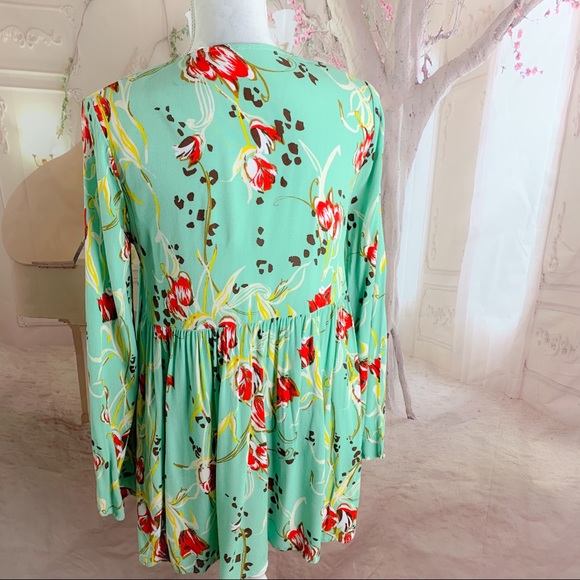 Free People Bella Printed Floral Tunic in Turquoise - Picture 9 of 12